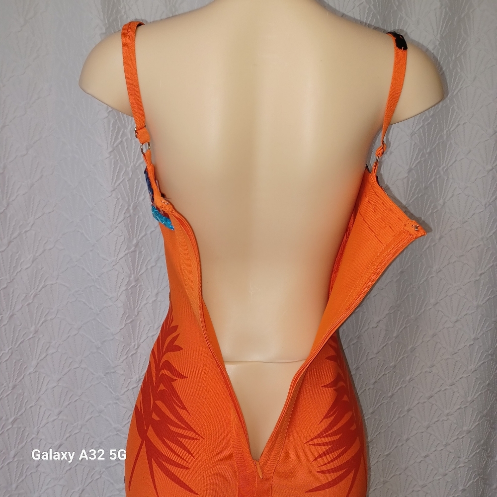 MISS8 LOS ANGELES size M Orange and Blue Embellished Dress - Picture 11 of 14